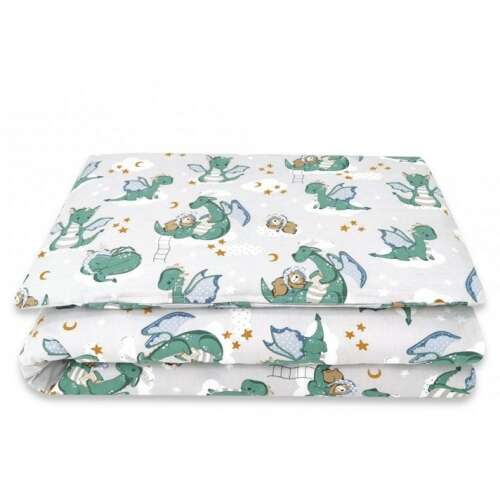 Baby Shop 2 részes babaágynemű szett szürke és zöld sárkány mintával
