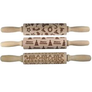3 darabos karácsonyi sodrófa készlet különböző mintákkal, köztük rénszarvas, fa és csillag mintával - Sodrófa & Nyújtófa