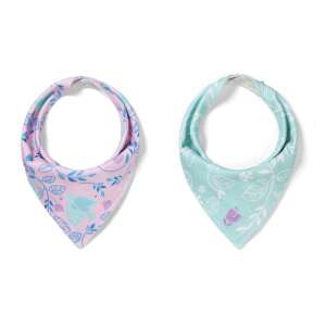 BabyOno Bandana-Lätzchen, 2er Pack, Vögel-Design, rosa und blau - Füttern