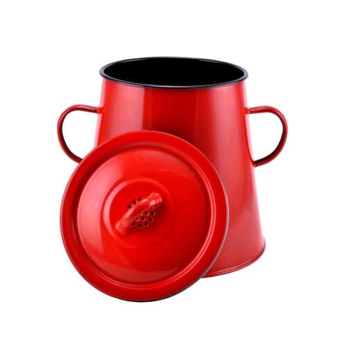 Piros zománcozott 5L zsírosbödön fedővel, Perfect Home