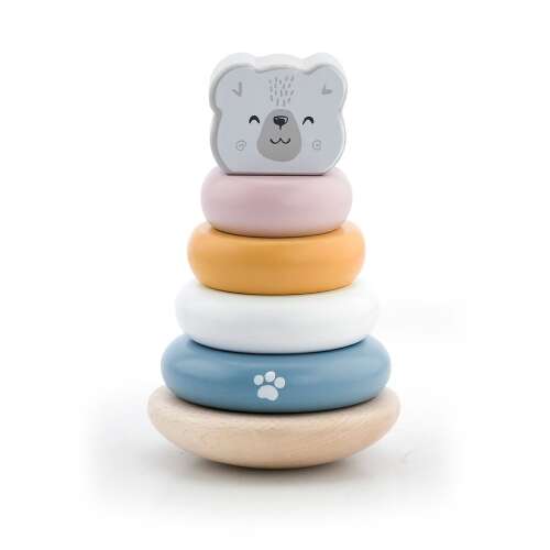 PolarB Macis Torony - Montessori Fa Karikás Játék Kisgyermekeknek - Viga