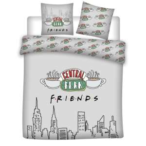 Friends Grey double duvet cover set with Central Perk logo and New York City skyline, 240x220cm, 63x63cm - Interior design