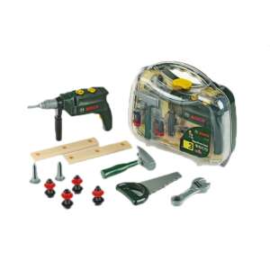 Bosch Big Work-Case 3 piece toy tool set with drill, hammer, saw, wrench, screws, and wood pieces - Klein DIY Craft Kit