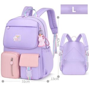 Gyerek hátizsák lila L, purple kids backpack with unicorn keychain and dimensions - Preschool Backpack, Bag