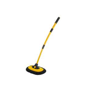 Telescopic car wash brush with yellow handle and black microfiber brush head - Car wash brush