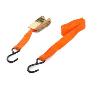 Set of Two Ratchet Tie Down Straps with Hooks - Transportation and Lifting Equipment