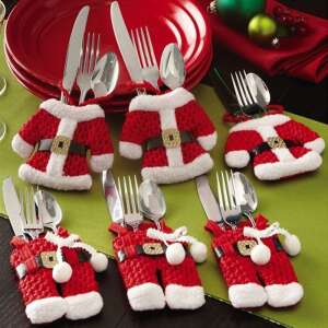 Set of 6 Santa Claus cutlery holders for Christmas table decoration - Nonbrand Christmas Decoration