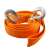 Orange 4 meter tow strap with metal hooks, 6500 kg breaking strength