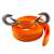 Orange 4 meter tow strap with metal hooks, 6500 kg breaking strength