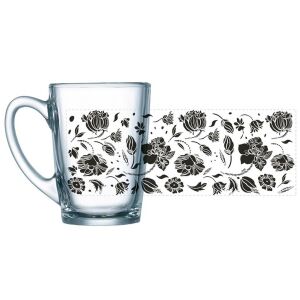 Luminarc New Morning üveg bögre fekete virágmintával, 320ml - Luminarc