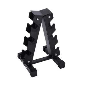 Čierny stojan na činky pre 3 páry činiek, s maximálnou nosnosťou 120 kg - Posilňovanie