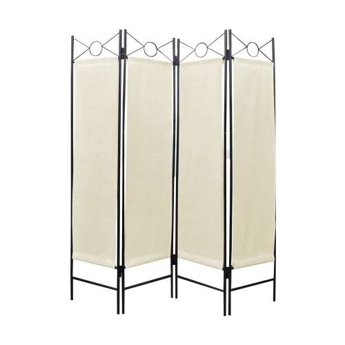 Timeless Tools 4-panel room divider screen in beige, black metal frame
