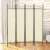 Timeless Tools 4-panel room divider screen in beige, black metal frame, used in a living room