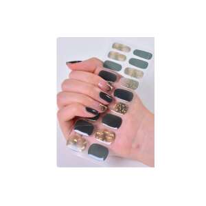 Schwarz-goldene Nagellack-Sticker, UV-Gel-Nagelfolien, einfach anzuwenden, langlebig, 14 Tage Haltbarkeit - Nagelaufkleber