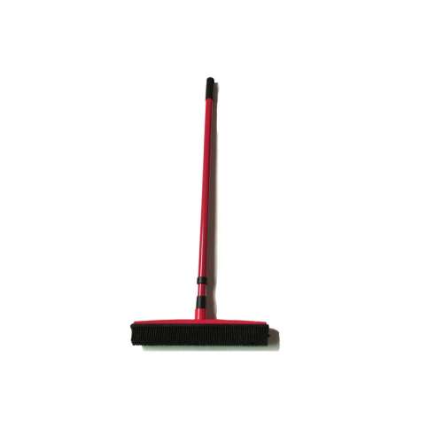 Vörös gumi sörteseprű állítható nyéllel, ideális háziállatok szőrének eltávolítására