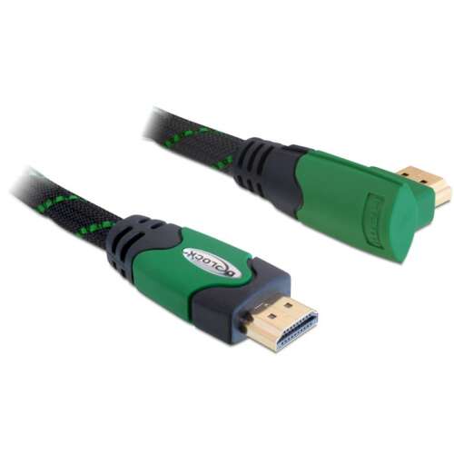 Kabel HDMI Delock High Speed z Ethernet, 2m, złączem kątowym