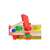 Close up of a child playing with a wooden toy truck with hammer, screwdriver, and colorful screws