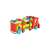 Wooden toy truck with hammer, screwdriver, and colorful screws for kids to play with, side view