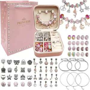 Jewelry making kit for girls with a pendant and a gift bag, includes a jewelry box, bracelets, necklaces, beads, and charms - Kruzzel