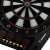 Close-up of the electronic dartboard with LCD display and sound effects