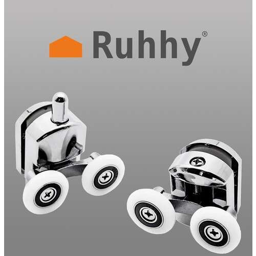 Zuhanykabin görgők, 8 db-os szett, króm, dupla kerék, 4-6 mm-es üveghez, Ruhhy