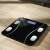 Intelligens LCD bathroom scale, black, max 180 kg, with Bluetooth, measures 8 parameters, connects to smartphone app