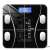 Intelligens LCD bathroom scale, black, max 180 kg, with Bluetooth, measures 8 parameters, connects to smartphone app