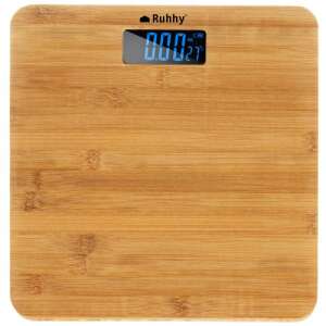 Ruhhy Bamboo Bathroom Scale, digital weight scale with LCD display - Personal Scale