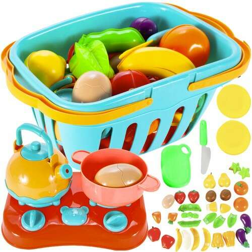 Fruit and Vegetable Set with Basket - for Kids