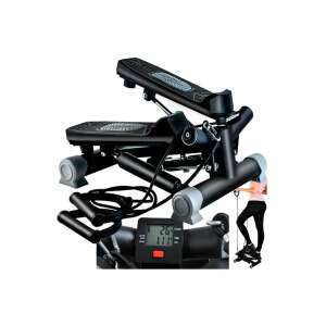 Trizand Step Machine cu benzi de rezistență și afișaj LCD, negru, Colaj - Aparate și echipamente cardio