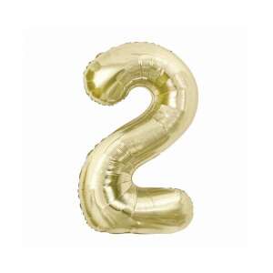 Gold number 2 foil balloon, 85 cm, Beauty & Charm - Balloon