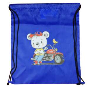 Kék húzózsinóros tornazsák motoros maci mintával - Tornazsák