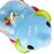 Close-up of blue elephant rolling rattle toy head