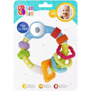 Bam Bam baby rattle, colorful, multi-textured, developmental toy for babies, 0 months+ - BamBam