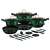 Berlinger Haus Emerald Collection 17 piece cookware set, green with gold accents