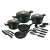 Berlinger Haus Emerald Collection 17 piece cookware set, green with gold accents