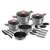 Berlinger Haus Moonlight Edition 17-piece cookware set with pots, pans, knives, and utensils