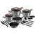 Berlinger Haus Moonlight Edition 17-piece cookware set with pots, pans, knives, and utensils