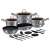 Berlinger Haus Moonlight Edition 17-piece cookware set with pots, pans, knives, and utensils