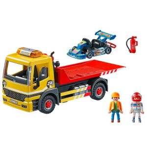 Playmobil City Life Camion de remorcare cu go-kart, figurine și accesorii - Jocuri creative și de construcție