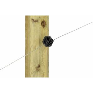 Sodrott villanypásztor huzal faoszlophoz rögzítve szigetelővel - Villanypásztor vezeték