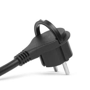 Black 5 meter power cord with grounded plug and release button - Network Cable