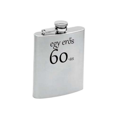 Rozsdamentes acél laposüveg '60' felirattal 60. születésnapra