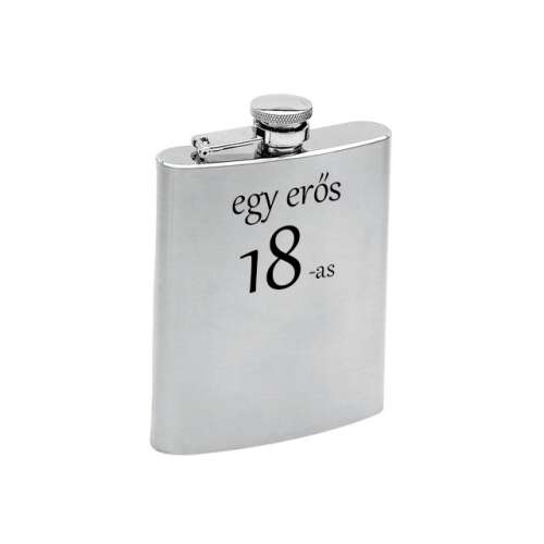 Fém laposüveg 18. születésnapra, 'egy erős 18-as' felirattal