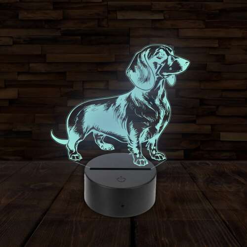 3D LED tacskó lámpa, éjjeli fény, tacskó mintás, kutya szerelmeseinek ajándék, otthoni dekoráció