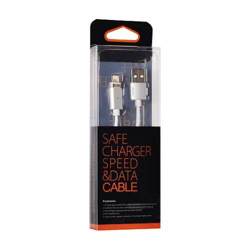 1 méteres ezüst mágneses Lightning kábel iPhone 5, 6, 7, 8, X készülékekhez - USB kábel