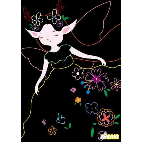 Avenir Scratch Art Elfi Magici - Zână cu aripi și flori