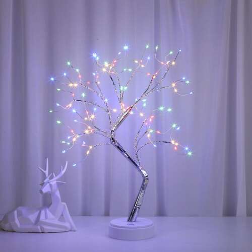 Színes LED bonsai fa USB töltéssel és AAA elemekkel, tökéletes otthoni dekorációhoz - Karácsonyi dekoráció