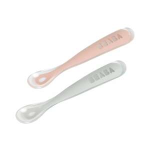 Beaba szilikon kanalak, rózsaszín és szürke - Gyerek evőeszköz