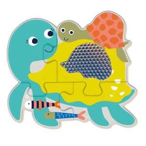 Avenir Touch Puzzle Under the Sea, 4 piece wooden puzzle for kids, turtle with fish and seahorse - Arts & crafts kit